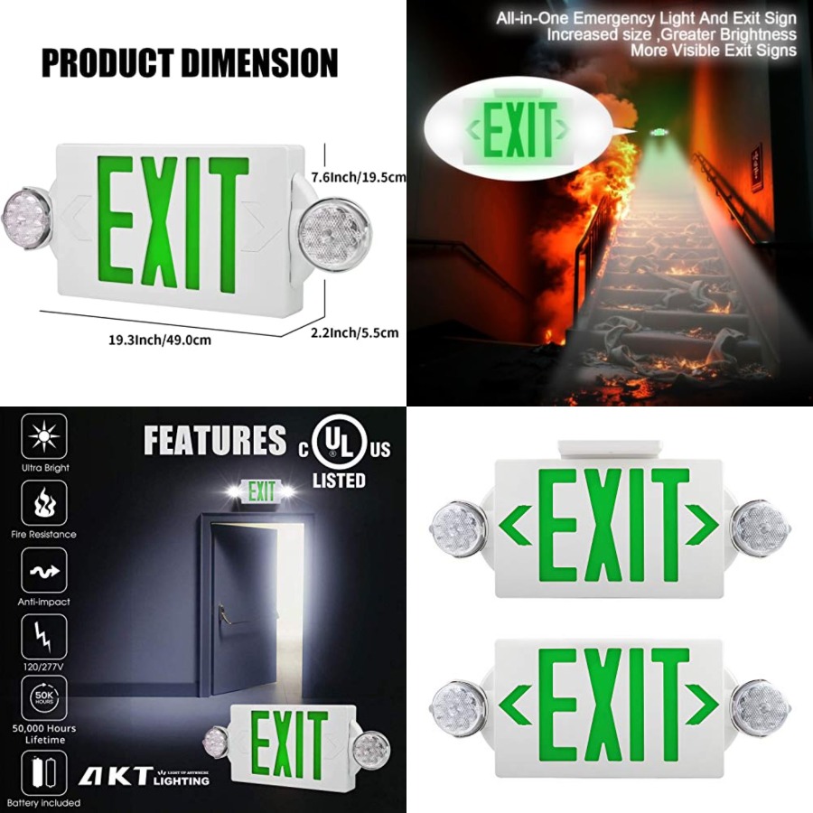Emergency Exit Sign - Acil Çıkış Lambası, Ayarlanabilir İki LED'li