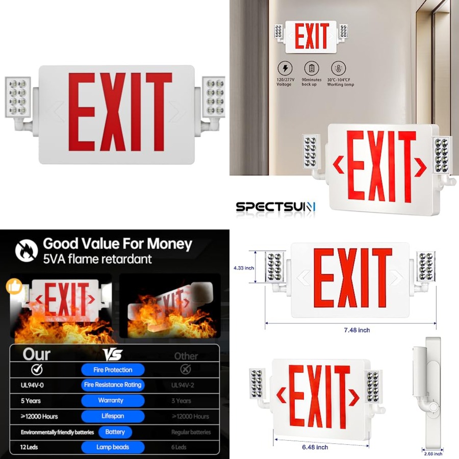Emergency Exit Sign - Spectsun 1 Paket Acil Çıkış İşaretleri,