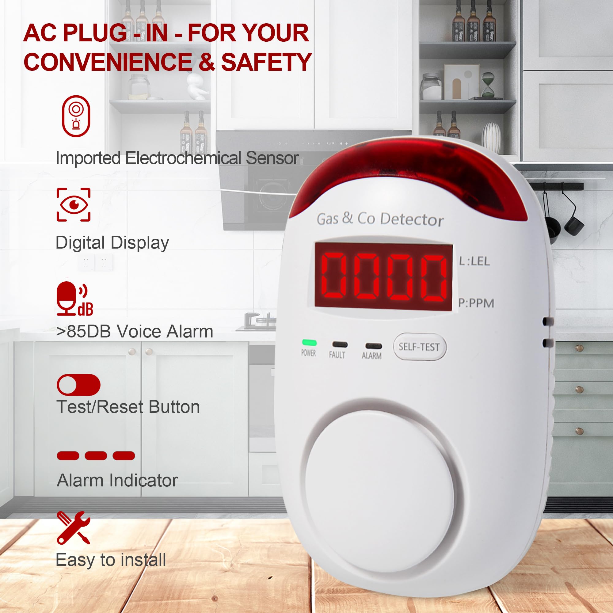 Co Detector Plug - Kombinasyonlu Gaz ve Karbon Monoksit Dedektörleri,